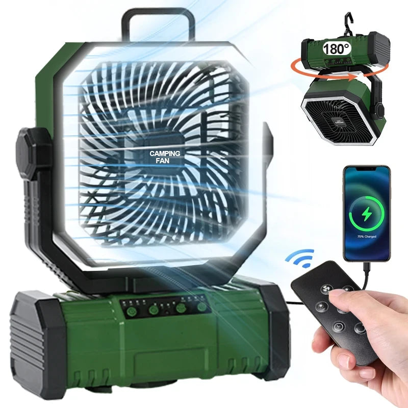 Rechargeable Camping Fan with Light