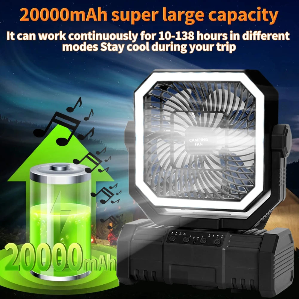Rechargeable Camping Fan with Light