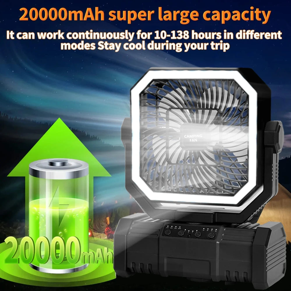 Rechargeable Camping Fan with Light